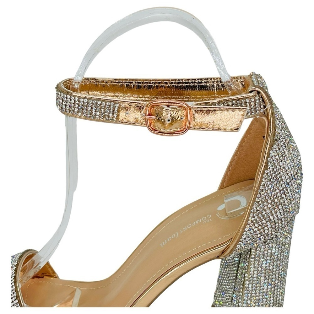 Journee Collection IDDA Rose Gold Rhinestone Studded Womens Heels Size 9M - Picture 7 of 13